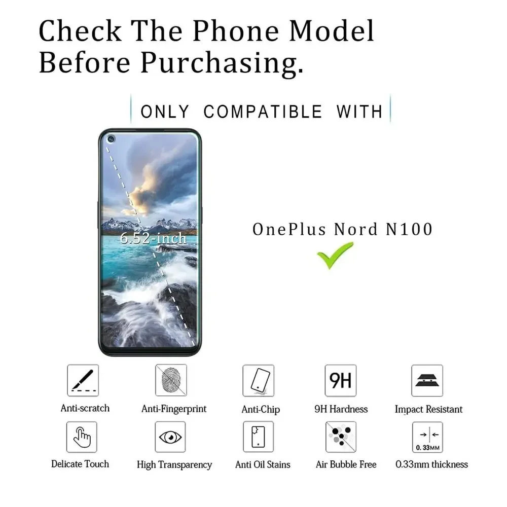 (x2) OnePlus Nord N100 Glass Screen Protector Ultra Thin Tempered Protective NWT